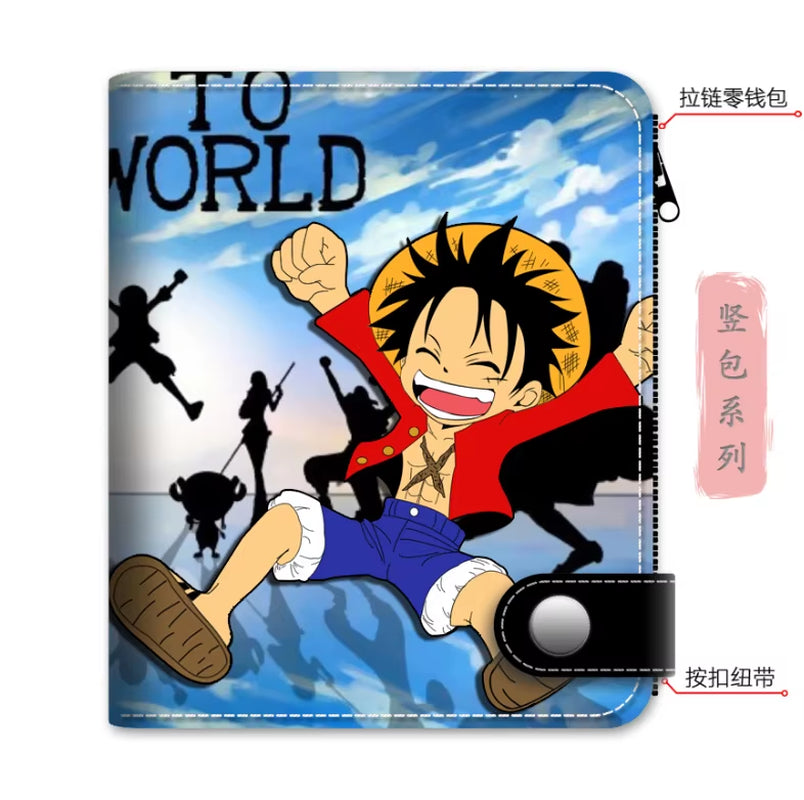 Anime One Piece Luffy Pu Leather Men Wallet Rfid Anti-Magnetic Credit Cards Holder with Organizer Coin Pocket Money Clips Purse