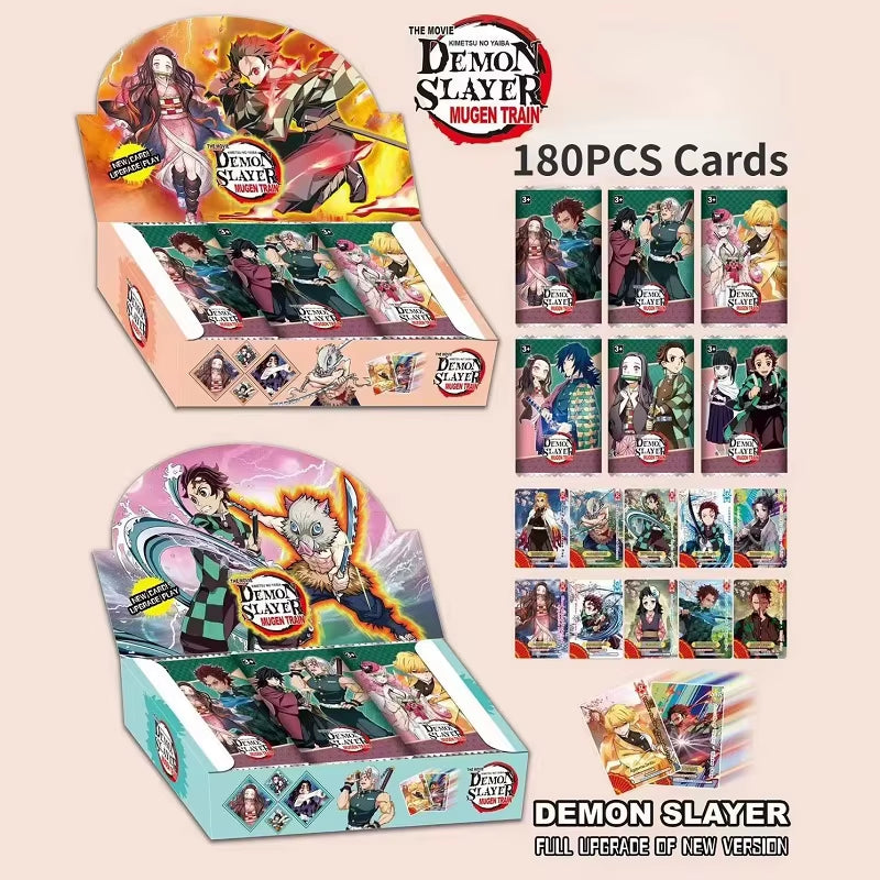 New 180PCS Dragon Ball Anime Cards ONE PIECE English Non-Repetition Flashcards Demon Slayer Table Game Deck Box NARUTO Kids Toys