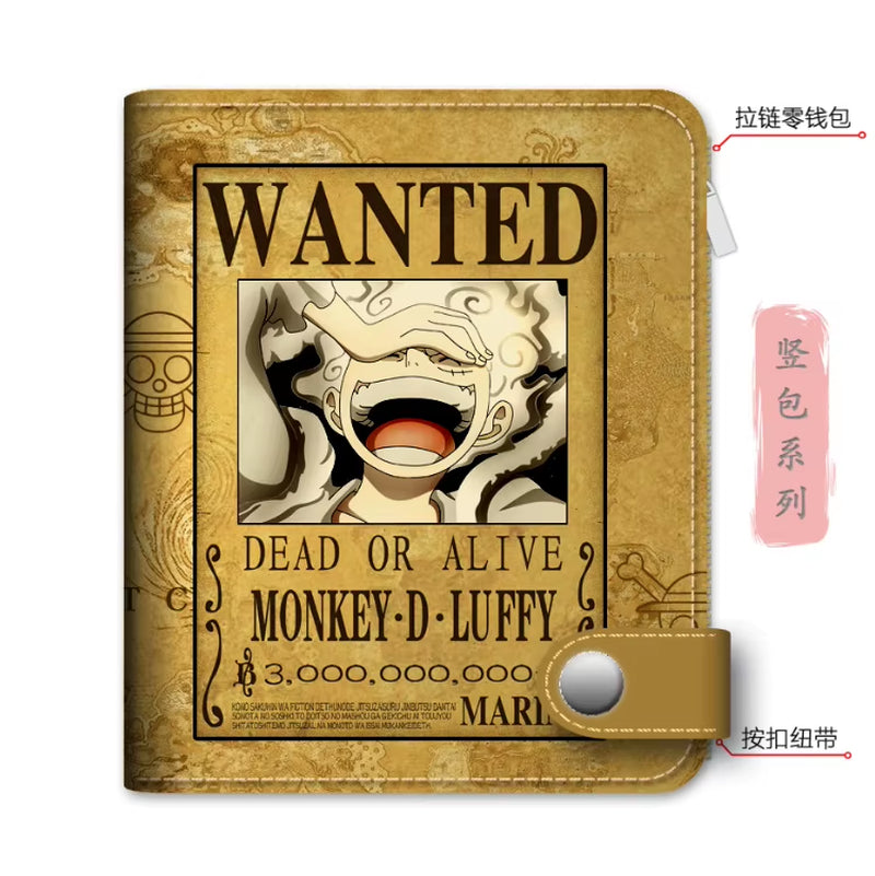 Anime One Piece Luffy Pu Leather Men Wallet Rfid Anti-Magnetic Credit Cards Holder with Organizer Coin Pocket Money Clips Purse