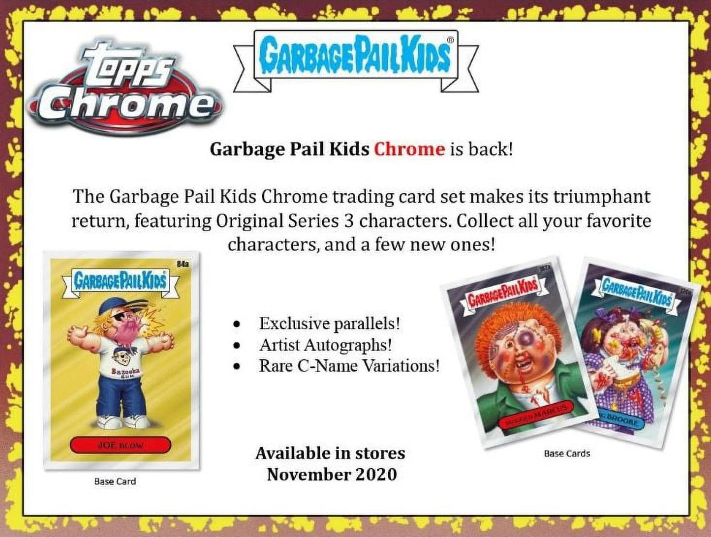 2020 Garbage Pail Kids Chrome Blaster Box- 5 Packs + 1 Bonus Pack