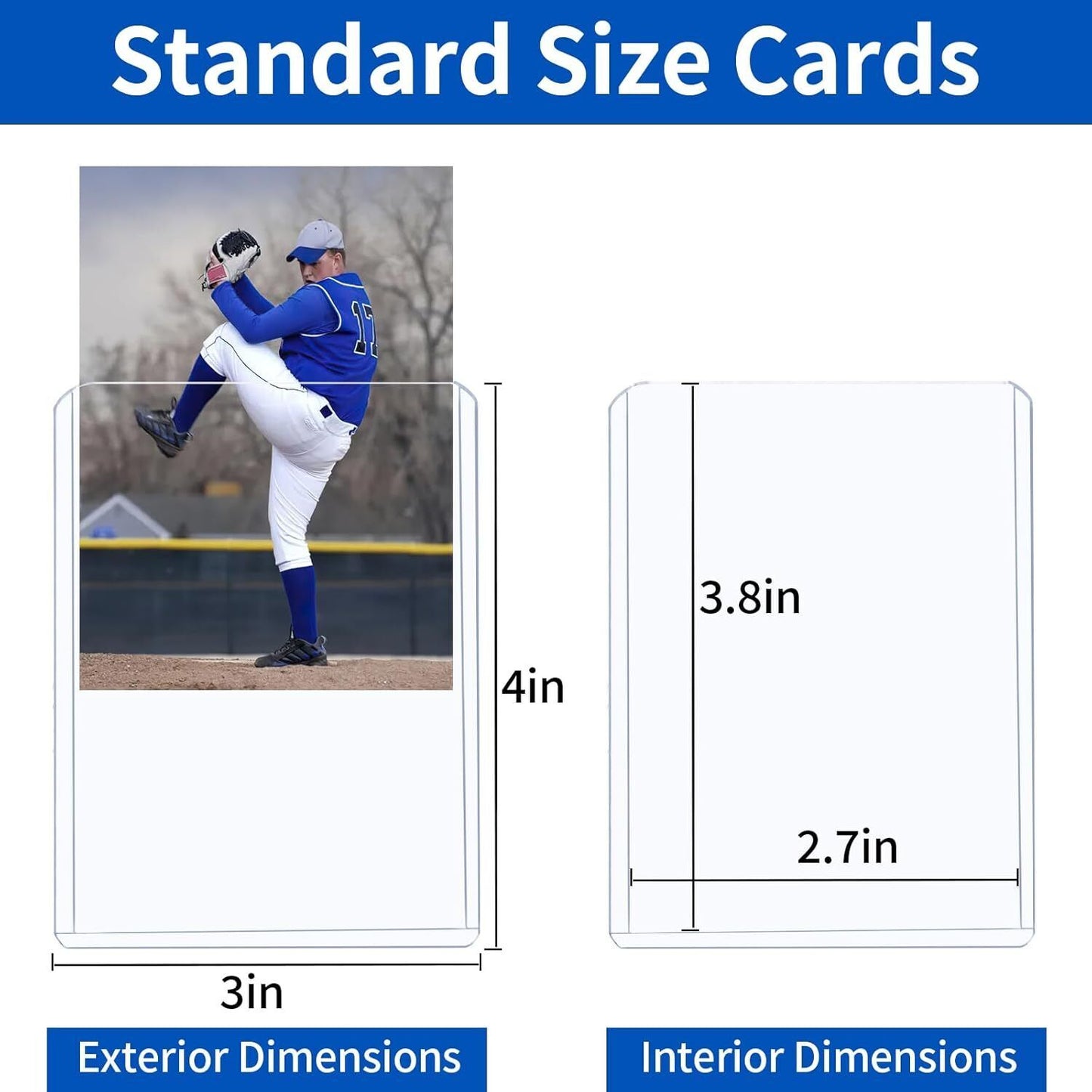 Trading Card Sleeves Hard Plastic Clear Case Holder 42Pcs Baseball Cards Topload