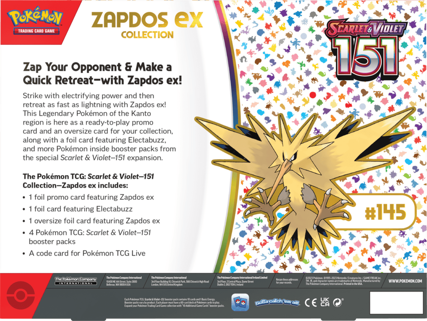 Trading Card Games Scarlet & Violet 3.5 151 Collection Zapdos Ex - 4 Tgc Scarlet & Violet—151 Booster Packs