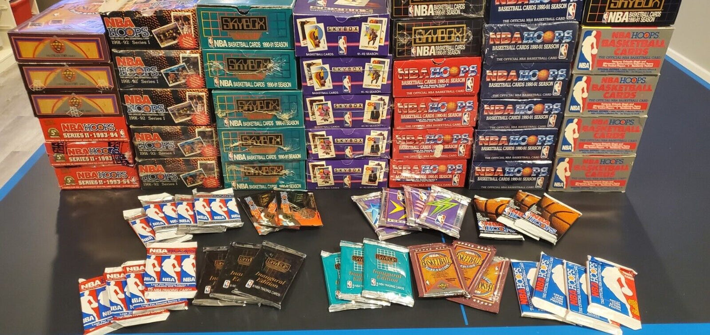 Bulk Lot of 55 Unopened Old Vintage NBA Basketball Cards in Sealed Packs NEW