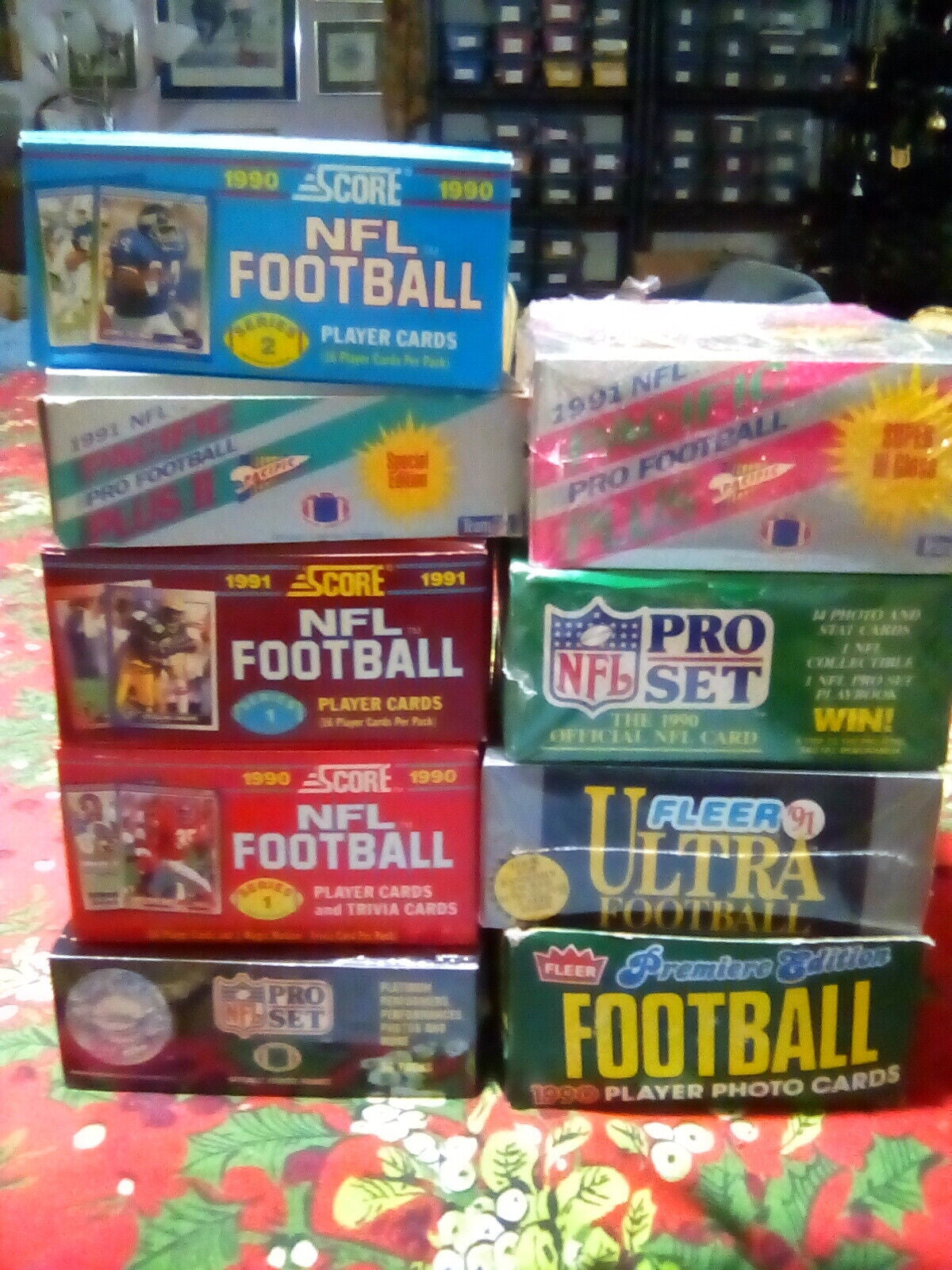 Huge Bulk Lot of 55 Unopened Old Vintage NFL Football Cards in 4 Wax Packs NEW