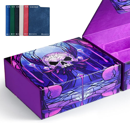 Card Storage Box for Trading Cards, 1800+ MTG Card Box with 6 Dividers, Leather