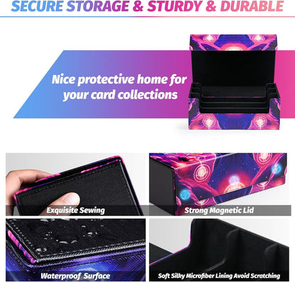 Card Storage Box for Trading Cards, 1800+ MTG Card Box with 6 Dividers, Leather