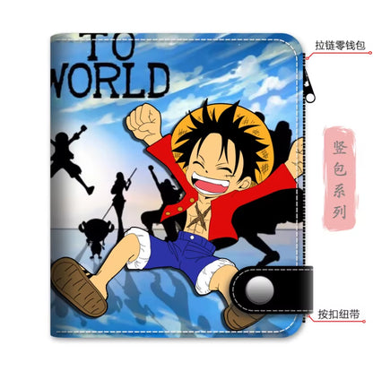 Anime One Piece Luffy Pu Leather Men Wallet Rfid Anti-Magnetic Credit Cards Holder with Organizer Coin Pocket Money Clips Purse