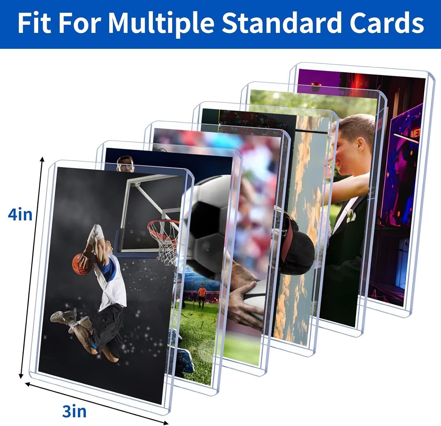 Trading Card Sleeves Hard Plastic Clear Case Holder 42Pcs Baseball Cards Topload