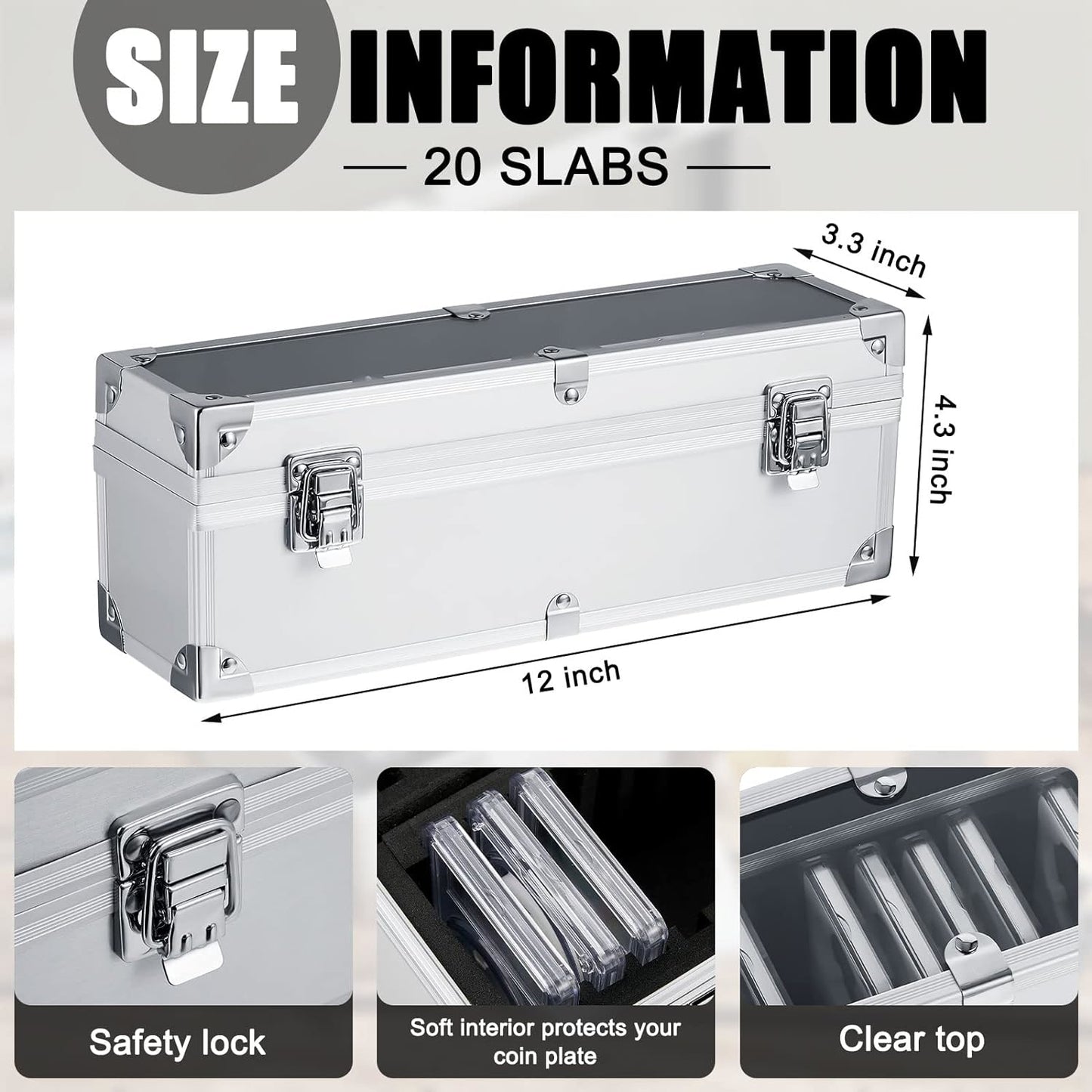 Aluminum Coin Storage Box Case for Slab Coin Holders with Handle Coin Slab Holde