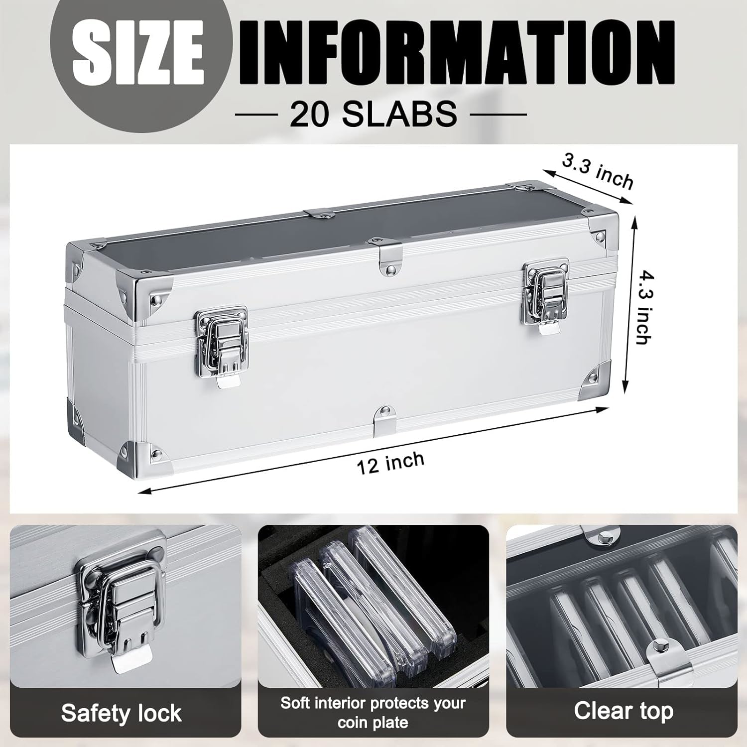 Aluminum Coin Storage Box Case for Slab Coin Holders with Handle Coin Slab Holde