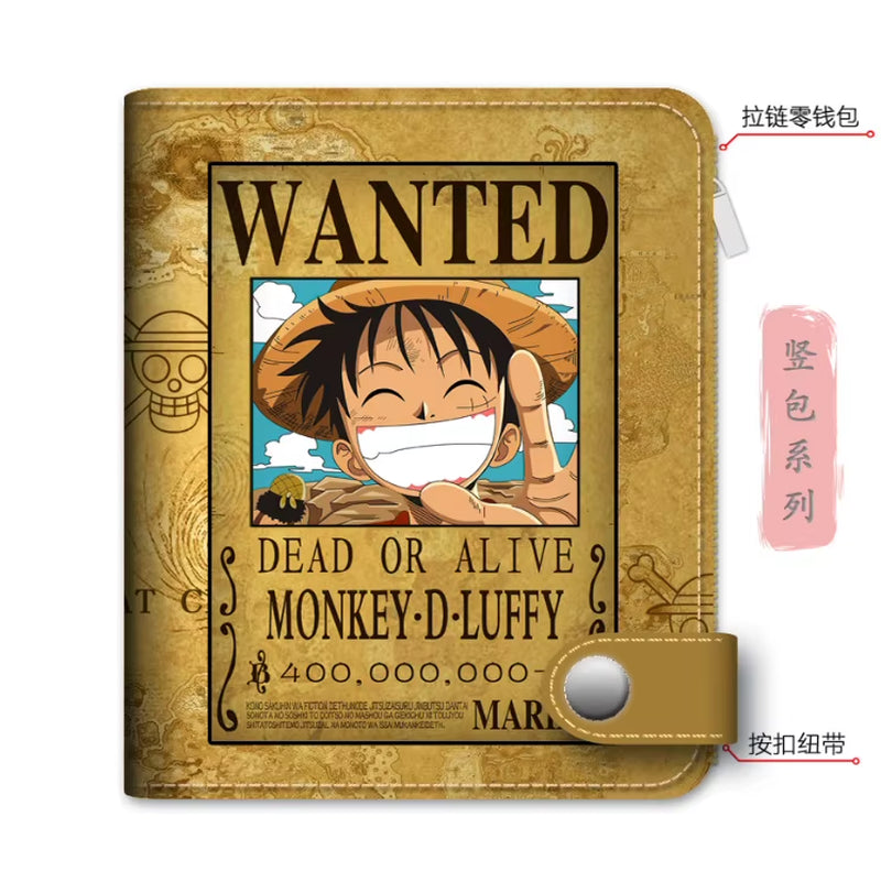 Anime One Piece Luffy Pu Leather Men Wallet Rfid Anti-Magnetic Credit Cards Holder with Organizer Coin Pocket Money Clips Purse