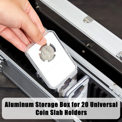 Aluminum Coin Storage Box Case for Slab Coin Holders with Handle Coin Slab Holde