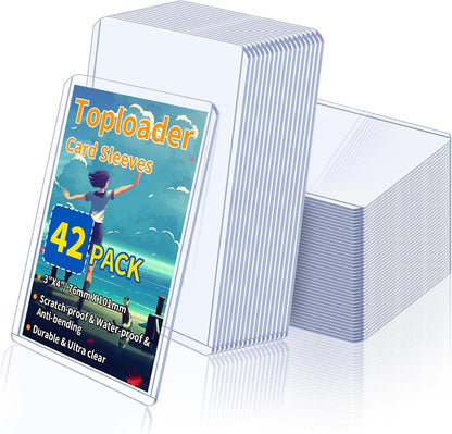 Trading Card Sleeves Hard Plastic Clear Case Holder 42Pcs Baseball Cards Topload