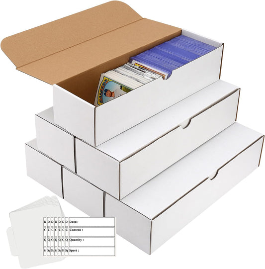 Card Box 6 Pack-4800 Count,Trading Card Storage Box with 20 Dividers&8 Labels,Ca