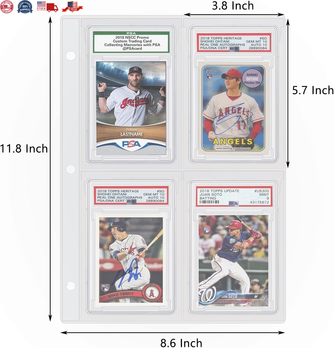 Graded Card Slab Binder Pages for Storage 10 Pages Hold 40 PSA, BGS, CGC Cards