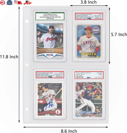 Graded Card Slab Binder Pages for Storage 10 Pages Hold 40 PSA, BGS, CGC Cards