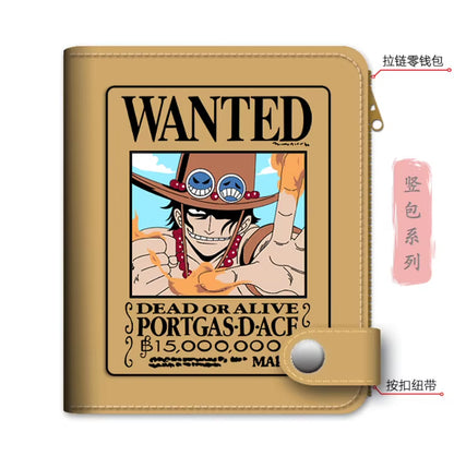 Anime One Piece Luffy Pu Leather Men Wallet Rfid Anti-Magnetic Credit Cards Holder with Organizer Coin Pocket Money Clips Purse
