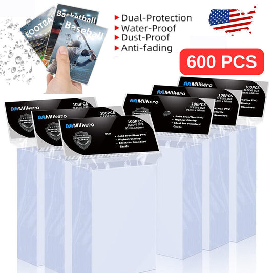Trading Card Sleeves Plastic Clear Case Holder 600 Baseball Cards Topload!! NEW