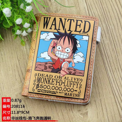 Anime One Piece Luffy Pu Leather Men Wallet Rfid Anti-Magnetic Credit Cards Holder with Organizer Coin Pocket Money Clips Purse