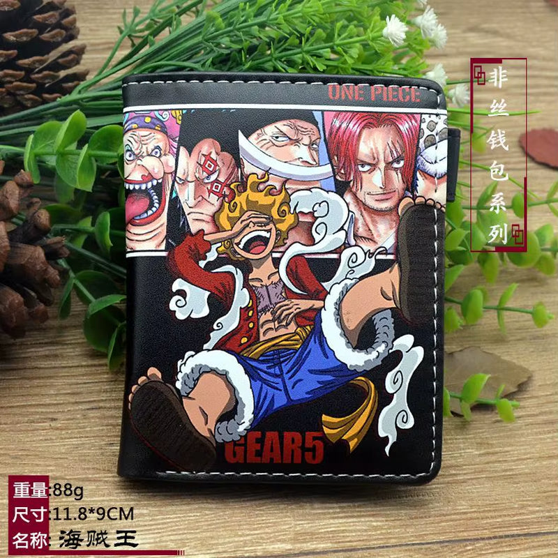 Anime One Piece Luffy Pu Leather Men Wallet Rfid Anti-Magnetic Credit Cards Holder with Organizer Coin Pocket Money Clips Purse