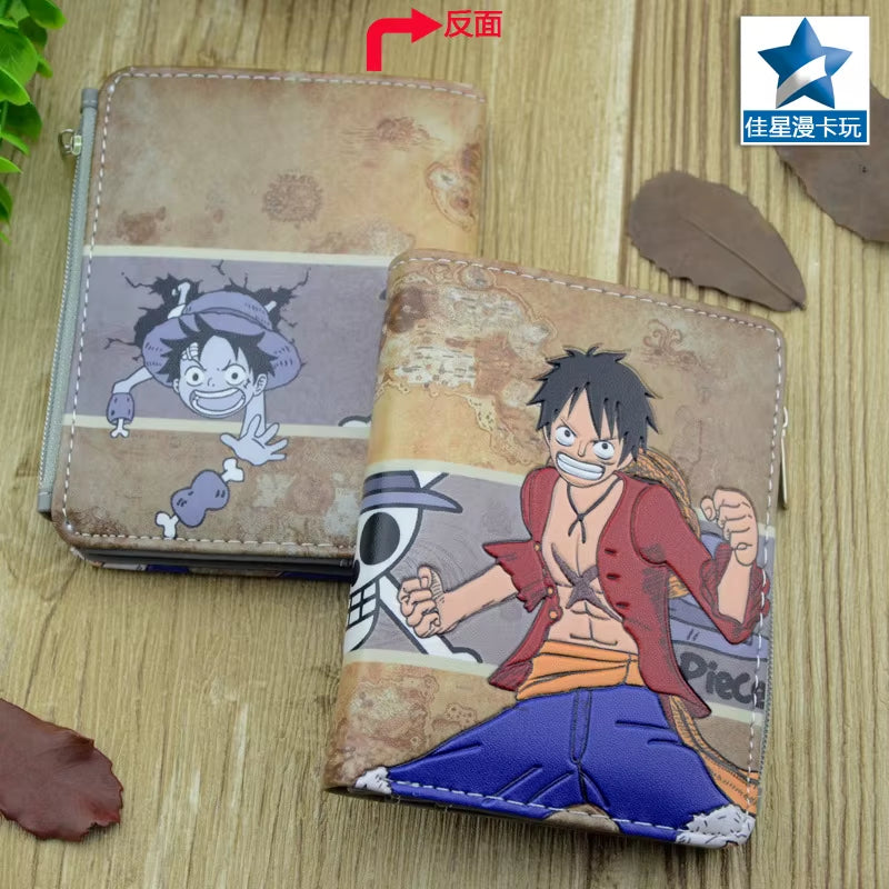 Anime One Piece Luffy Pu Leather Men Wallet Rfid Anti-Magnetic Credit Cards Holder with Organizer Coin Pocket Money Clips Purse