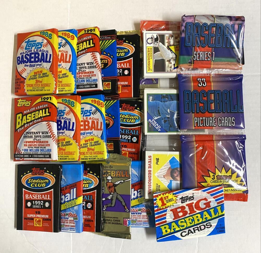 100 OLD VINTAGE TOPPS BASEBALL CARDS ~ SEALED WAX PACKS LOT!
