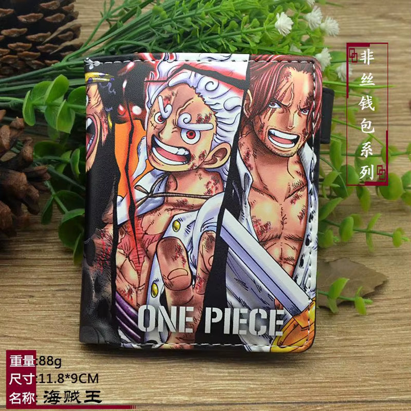 Anime One Piece Luffy Pu Leather Men Wallet Rfid Anti-Magnetic Credit Cards Holder with Organizer Coin Pocket Money Clips Purse