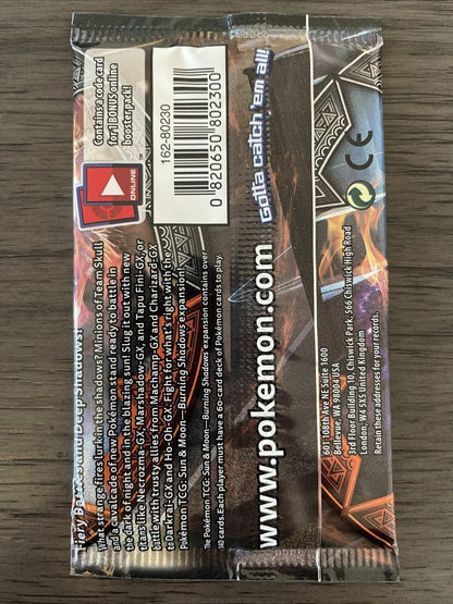 1X Sun & Moon Burning Shadows Pokemon Booster Pack Factory Sealed Brand New 🔥