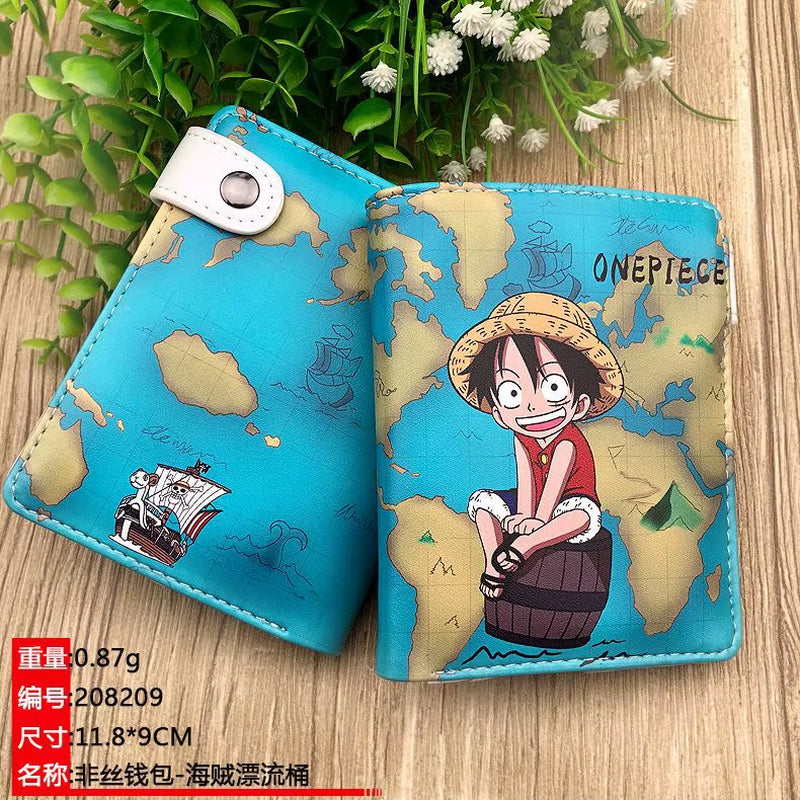 Anime One Piece Luffy Pu Leather Men Wallet Rfid Anti-Magnetic Credit Cards Holder with Organizer Coin Pocket Money Clips Purse