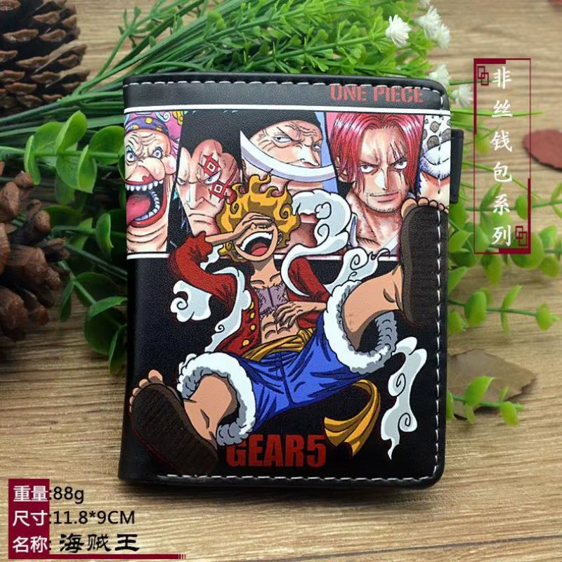 Anime One Piece Luffy Pu Leather Men Wallet Rfid Anti-Magnetic Credit Cards Holder with Organizer Coin Pocket Money Clips Purse