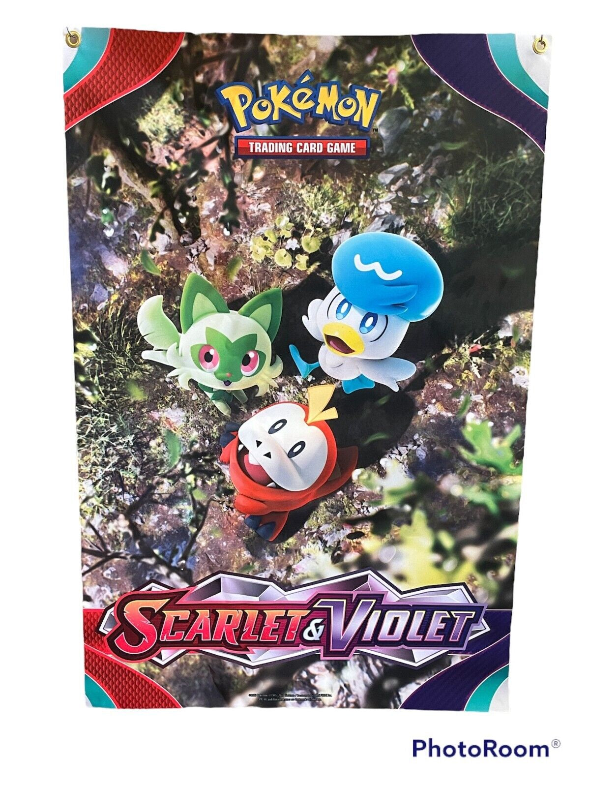 Pokemon TCG Promotional Scarlet & Violet Cloth Banner Sprigatito Quaxly Fuecoco