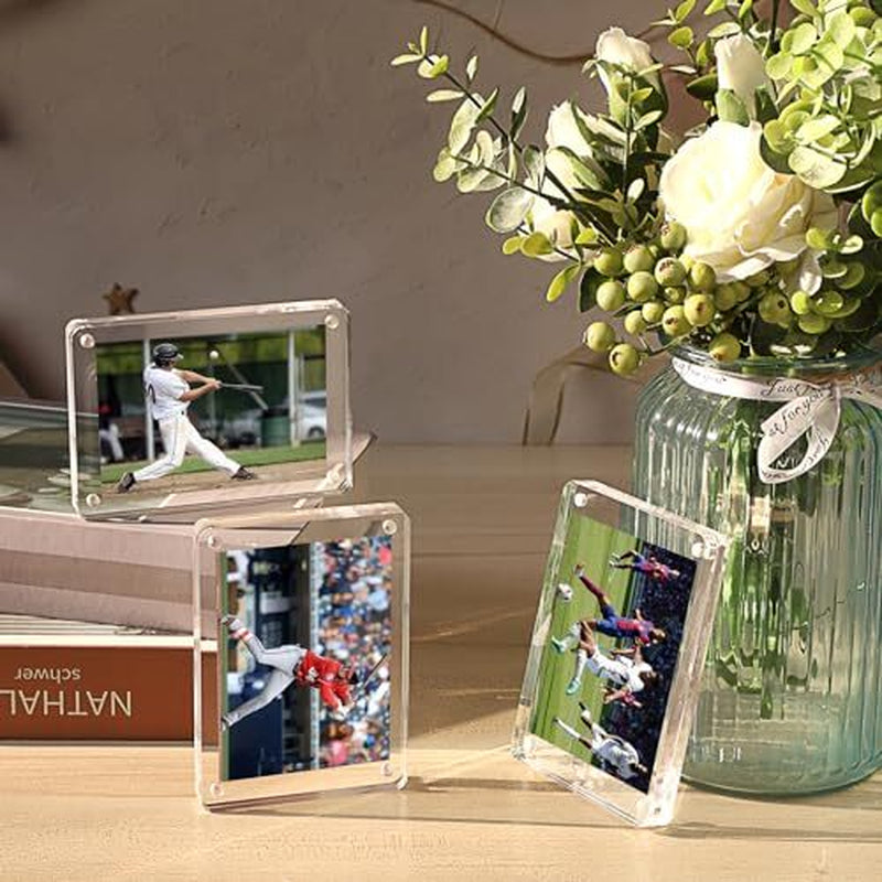 Pack of 3 Single Trading Card Display Frames, Magnetic Acrylic Baseball Card ...