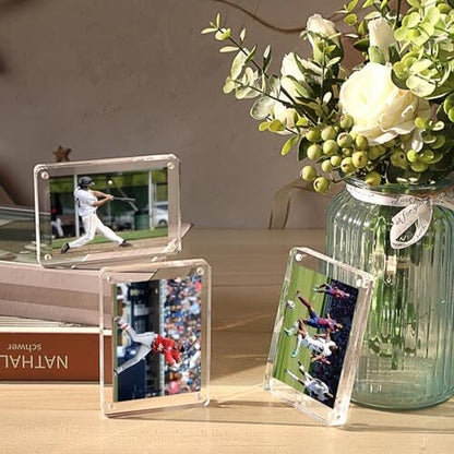 Pack of 3 Single Trading Card Display Frames, Magnetic Acrylic Baseball Card ...