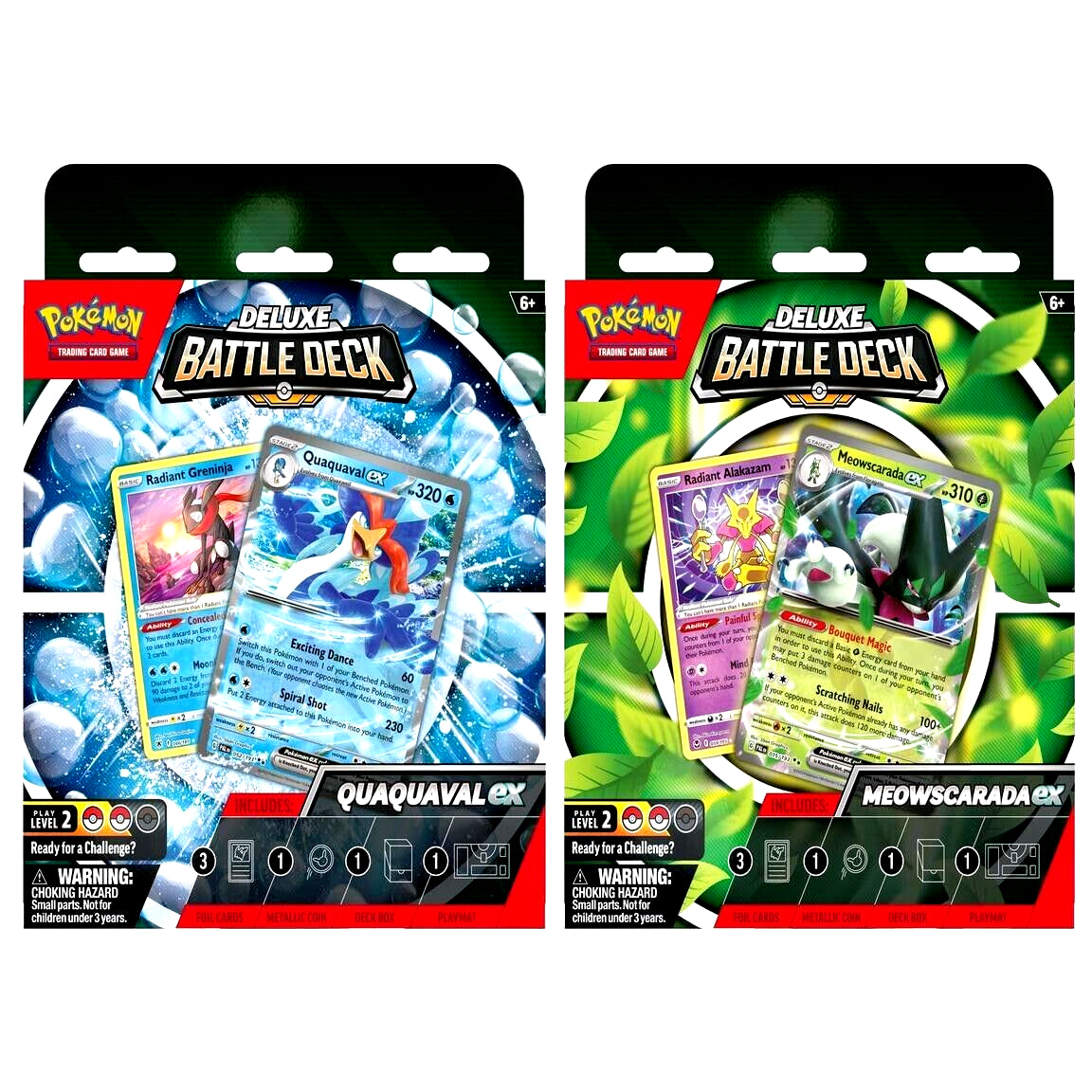 Pokemon Meowscarada and Quaquaval Ex Deluxe Battle Deck Set of 2