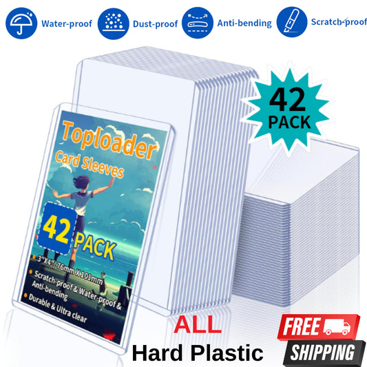 Trading Card Sleeves Hard Plastic Clear Case Holder 42Pcs Baseball Cards Topload