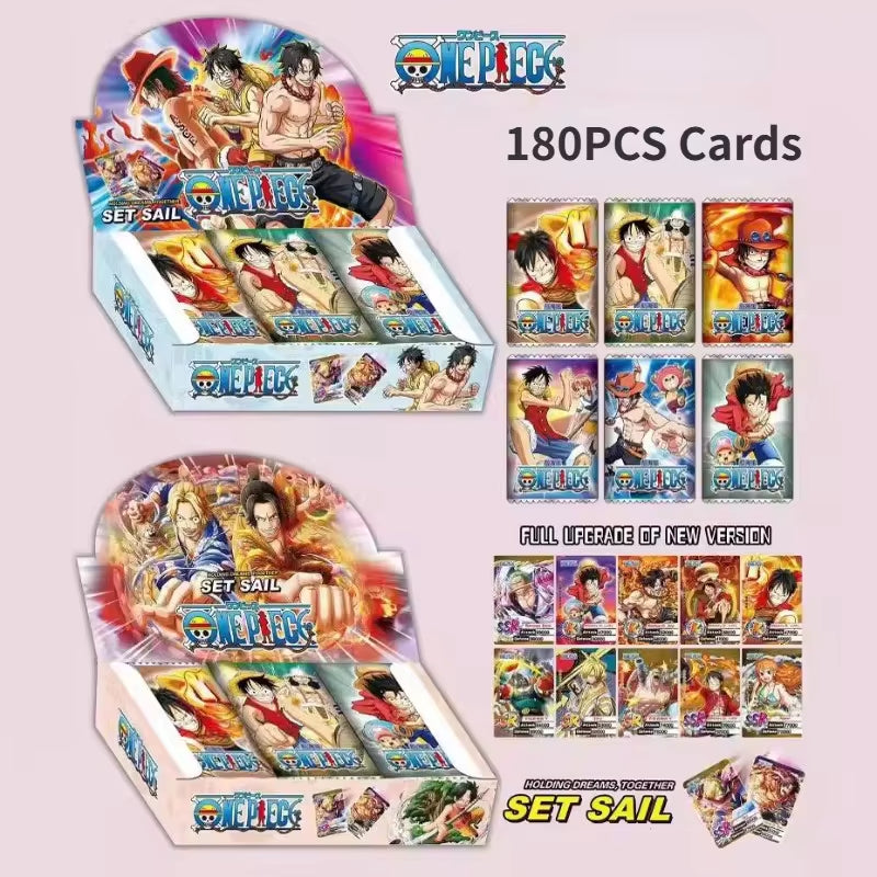 New 180PCS Dragon Ball Anime Cards ONE PIECE English Non-Repetition Flashcards Demon Slayer Table Game Deck Box NARUTO Kids Toys