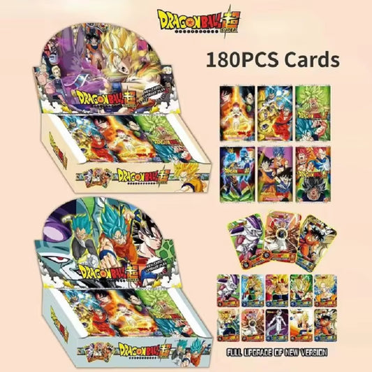 New 180PCS Dragon Ball Anime Cards ONE PIECE English Non-Repetition Flashcards Demon Slayer Table Game Deck Box NARUTO Kids Toys