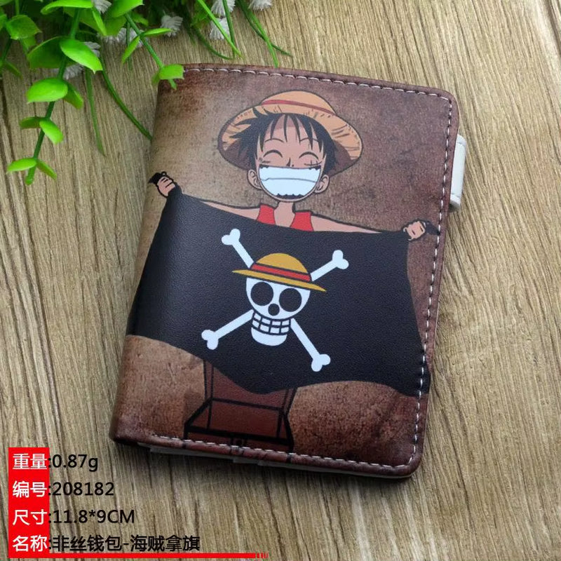 Anime One Piece Luffy Pu Leather Men Wallet Rfid Anti-Magnetic Credit Cards Holder with Organizer Coin Pocket Money Clips Purse