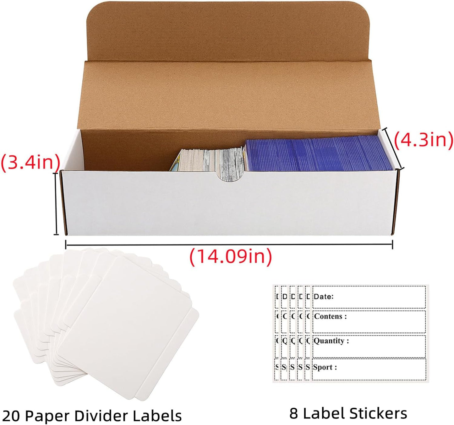 Card Box 6 Pack-4800 Count,Trading Card Storage Box with 20 Dividers&8 Labels,Ca