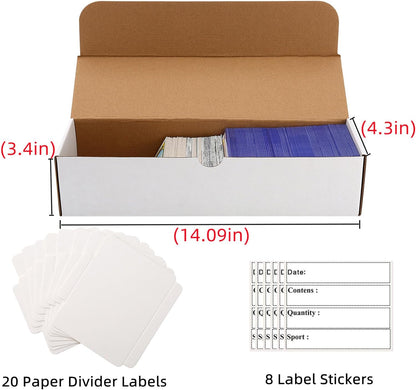 Card Box 6 Pack-4800 Count,Trading Card Storage Box with 20 Dividers&8 Labels,Ca