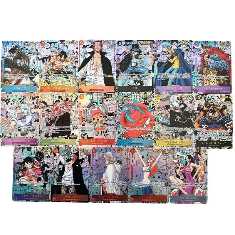 Anime One Piece Japanese English Version OPCG Replica Zoro Shanks Ace Nika Luffy Chopper Boa Hancock Game Anime Collection Cards