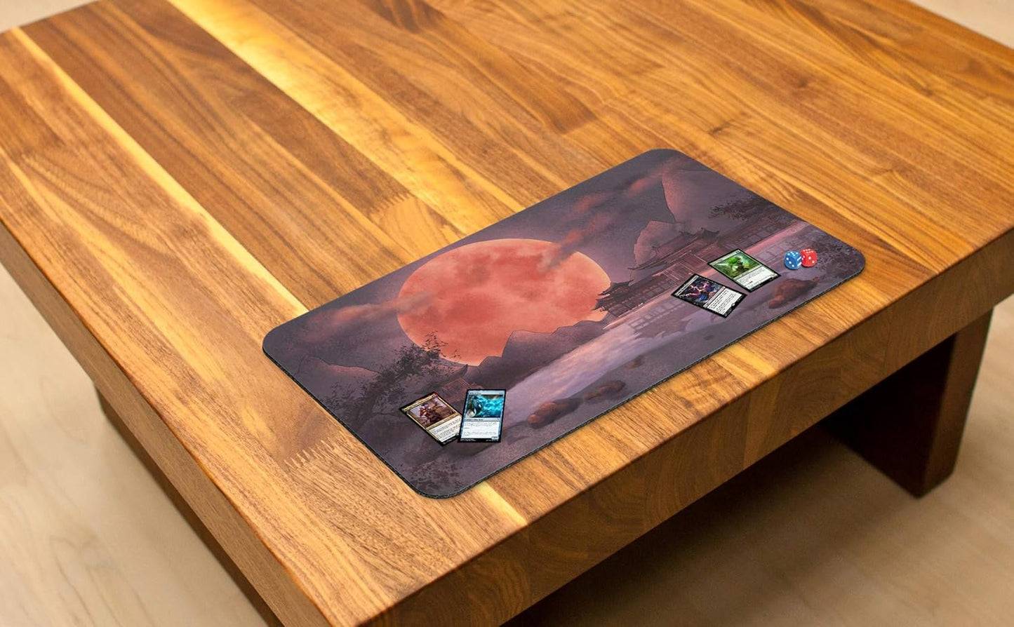 Blood Moon Shinto Temple (Stitched) - MTG Playmat - Compatible with Magic the Gathering Playmat - Play MTG, Yugioh, TCG - Original Play Mat Art Designs & Accessories