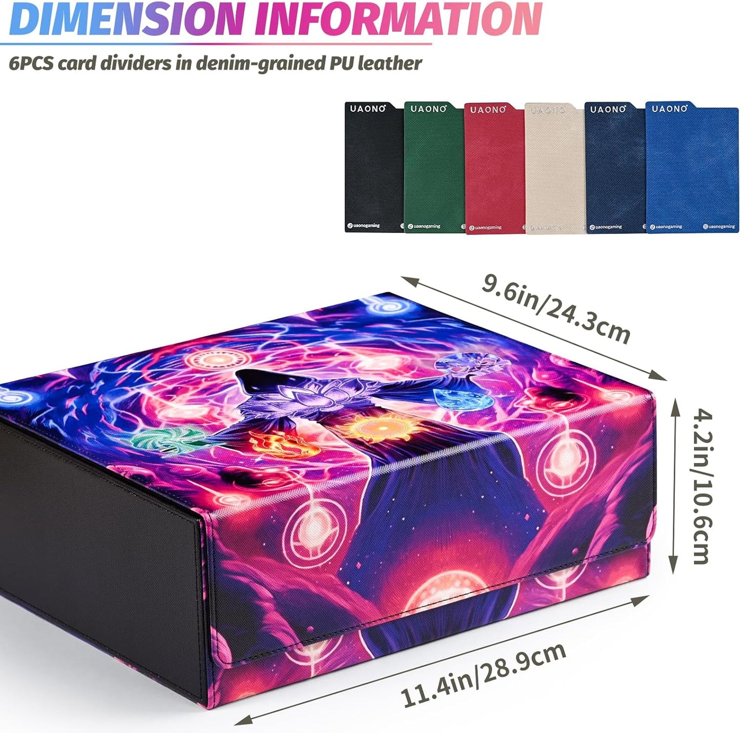 Card Storage Box for Trading Cards, 1800+ MTG Card Box with 6 Dividers, Leather