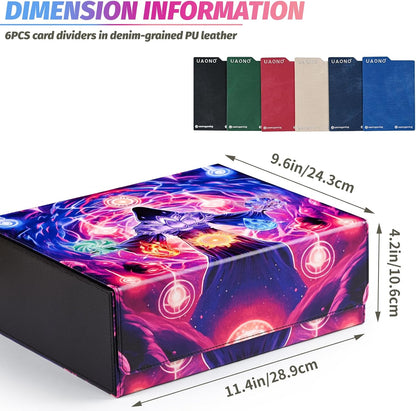Card Storage Box for Trading Cards, 1800+ MTG Card Box with 6 Dividers, Leather