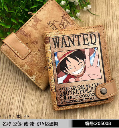Anime One Piece Luffy Pu Leather Men Wallet Rfid Anti-Magnetic Credit Cards Holder with Organizer Coin Pocket Money Clips Purse