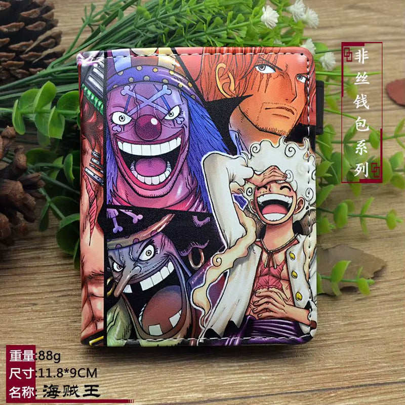 Anime One Piece Luffy Pu Leather Men Wallet Rfid Anti-Magnetic Credit Cards Holder with Organizer Coin Pocket Money Clips Purse