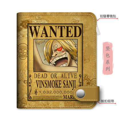 Anime One Piece Luffy Pu Leather Men Wallet Rfid Anti-Magnetic Credit Cards Holder with Organizer Coin Pocket Money Clips Purse