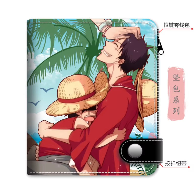 Anime One Piece Luffy Pu Leather Men Wallet Rfid Anti-Magnetic Credit Cards Holder with Organizer Coin Pocket Money Clips Purse