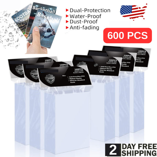 Trading Card Sleeves Plastic Clear Case Holder 600 Baseball Cards Topload!! NEW