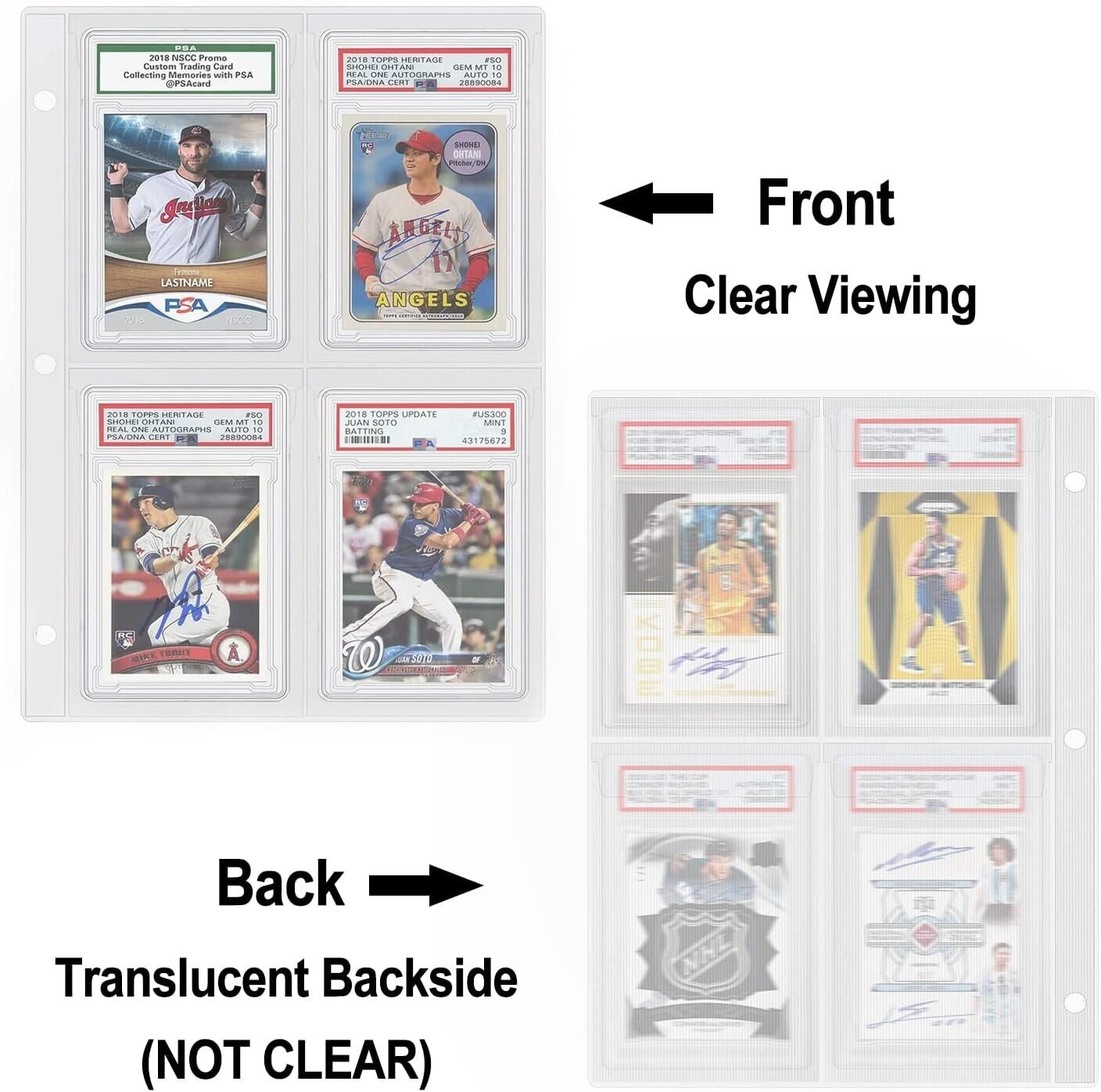 Graded Card Slab Binder Pages for Storage Display Compatible W/40 PSA BGS BCCG